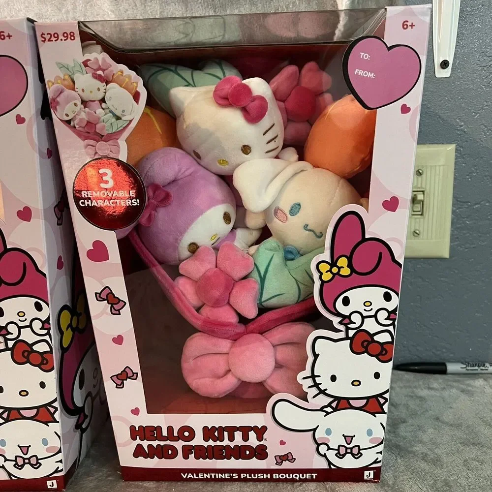 Hello Kitty And Friends Valentines Plush Bouquet 3 Removable Characters 2025 Lot